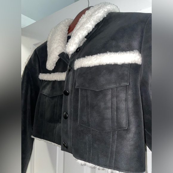 Revolve NBD Dolly Faux Shearling Jacket in Black & Ivory - Picture 12 of 16